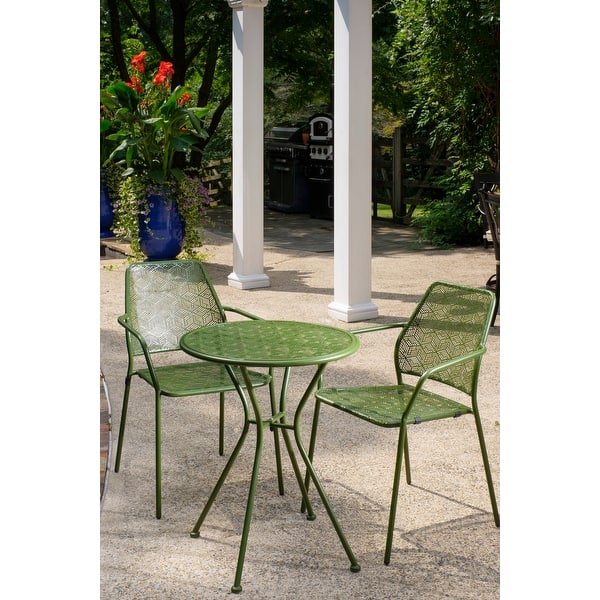 Martini 3 Piece Bistro Set, 24" Rd Table, 2 Stackable Bistro Chairs